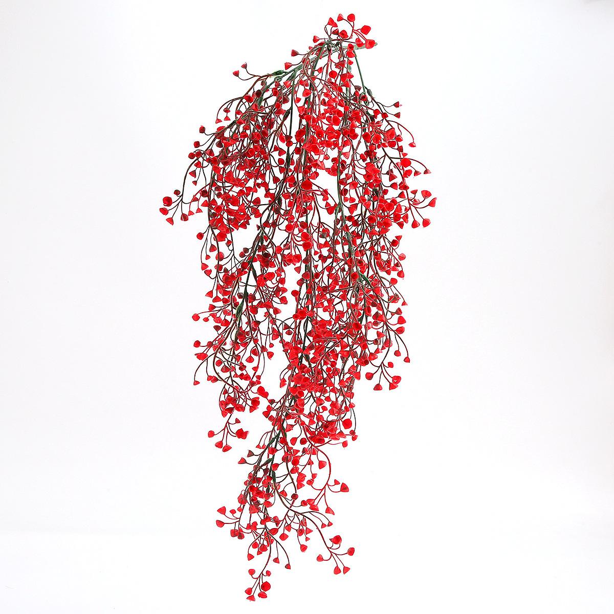 

Штучна амбушюра для внутрішньої обробки стін - пластикова ліана з золотистим дзвіночком для вітальні. червоний