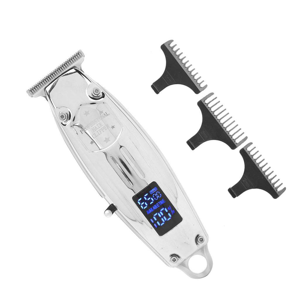 Elektryczna Maszynka do Włosów z Wyświetlaczem LCD Duża Moc Złoty Trymer do Włosów Narzędzie do Stylizacji dla MężczyznSrebrny