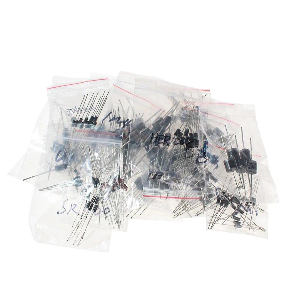 255 bucăți redresor de recuperare rapidă diode set de diode Schottky 22 tipuri de kit asortate 1N4001 1N4004 1N4007 1N5399 1N5408 6A10 10A10