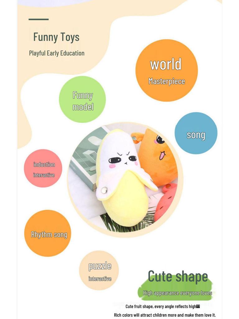 Cartoon Fruit Plush Piano Toy: Interactive Banana, Strawberry, and Carrot Doll for Babies