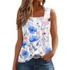 Women's Pleated Square Collar Sleeveless Vest Print T-shirt