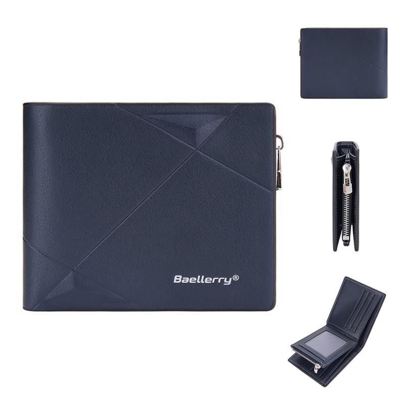 New Men's Short Wallet European American Business Multi Slot Soft With Zipper Coin Purse