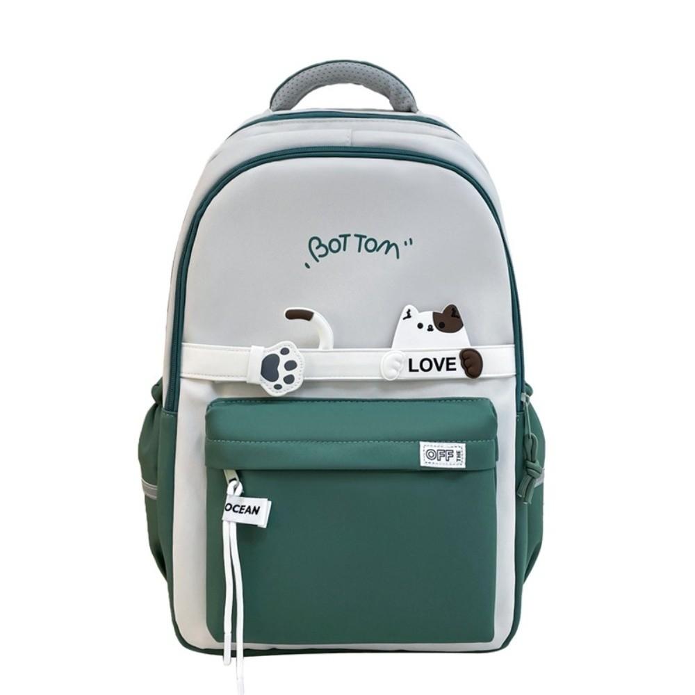 

Waterproof Cute Cat School Bag Large Capacity Cartoon Shoulder Bag Students School Backpack Laptop зелёный