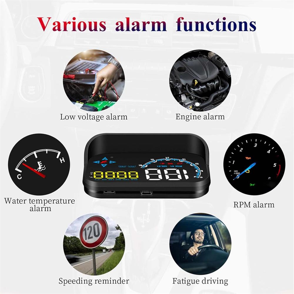 M20 Head Up Display Car Universal Dual System 3.5 Inches HUD, Speedometer OBD2 GPS Interface, Speed MPH, Engine RPM, Compass, OverSpeed Warning