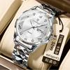 Mens Luxury Dual Calendar Quartz Watch With Luminous Hands Date Day Display Stainless Steel Band 42mm Round Dial
