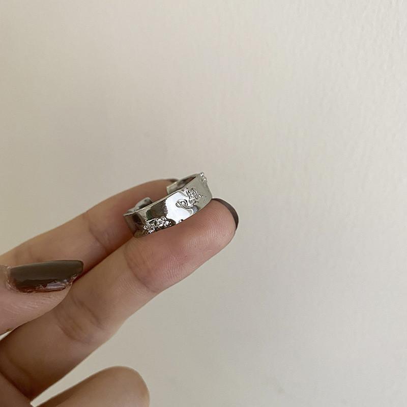 Ring Contemporary Copper For Women Stylish Dark Aesthetic Adjustable Size With Elegant Geometry