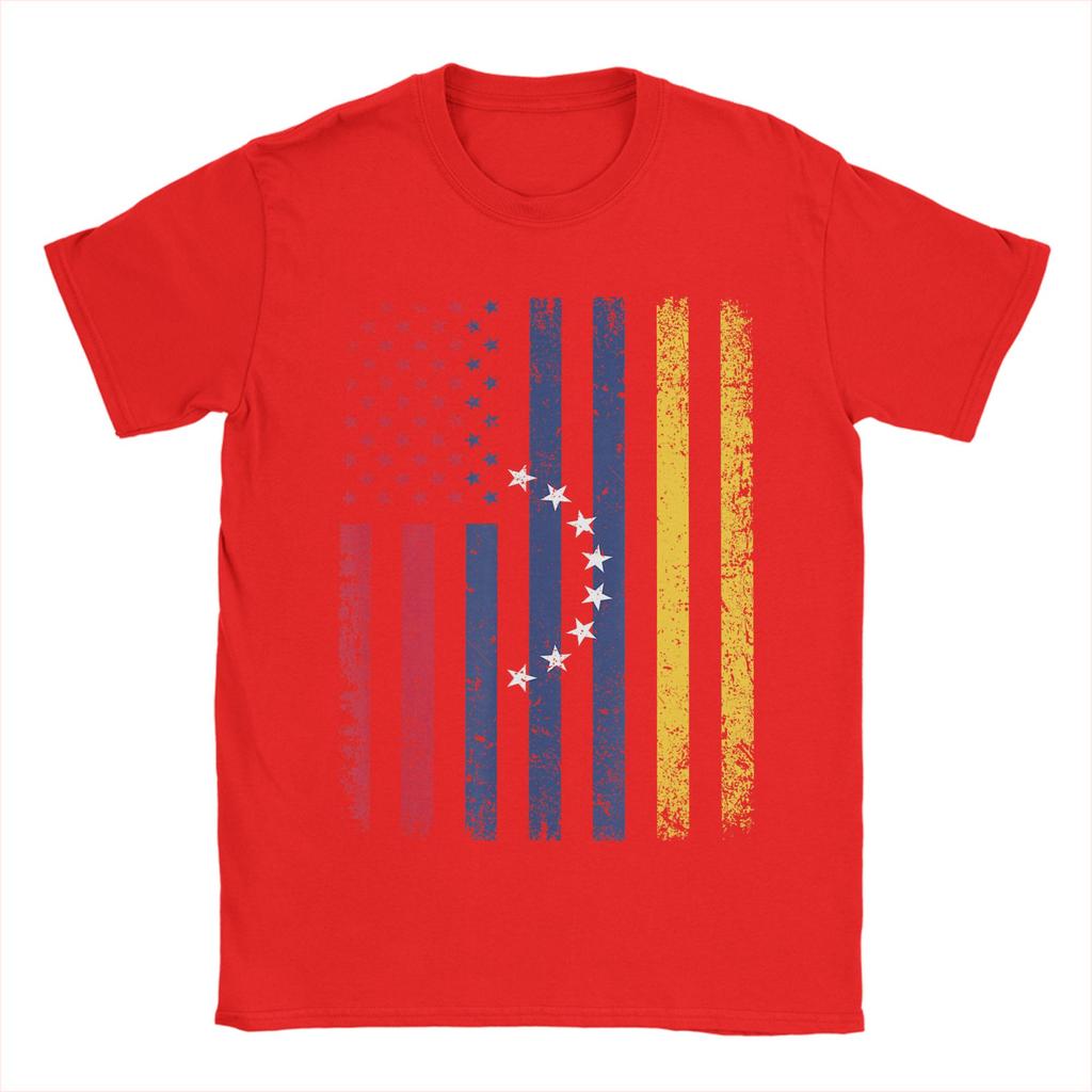 Casual Venezuela Flag 4th of July USA Venezuelan Flag TShirt Unisex Round Neck Pure Cotton T Shirt Short Sleeve Tee Shirt Clothes