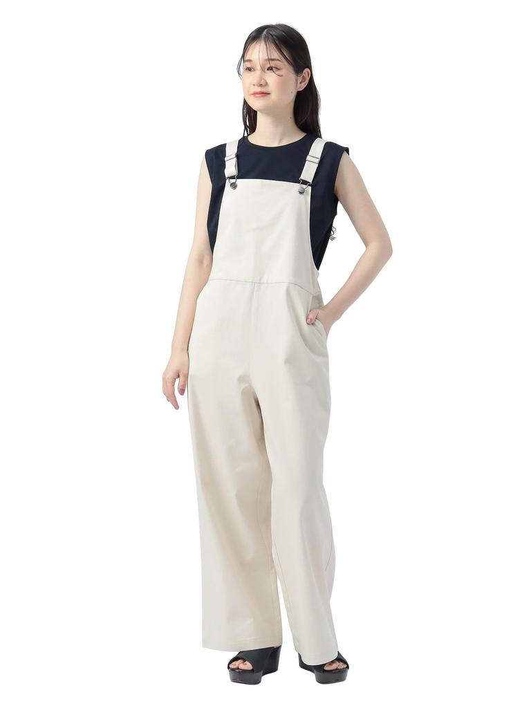 Beams Heart All-in-One/Overalls, Semi-Wide Overalls, Size 25S, Women's, Off White, One Size