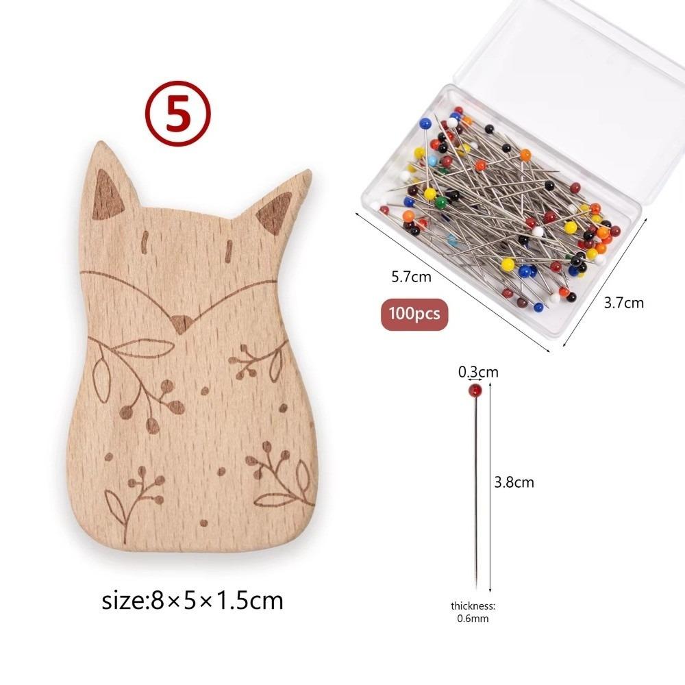 DIY Animal Magnetic Pin Holder 38mm Cross Stitch Sewing Pins Beech Wood Sewing Crafts Tool Needle Storage Picker Holder