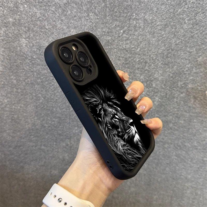 Cool Lion Pattern Silicone Phone Case For iPhone 17 16 15 14 13 12 11 Pro Max 17 Air 16E XS X XR 7 8 Plus Shockproof Soft Cover