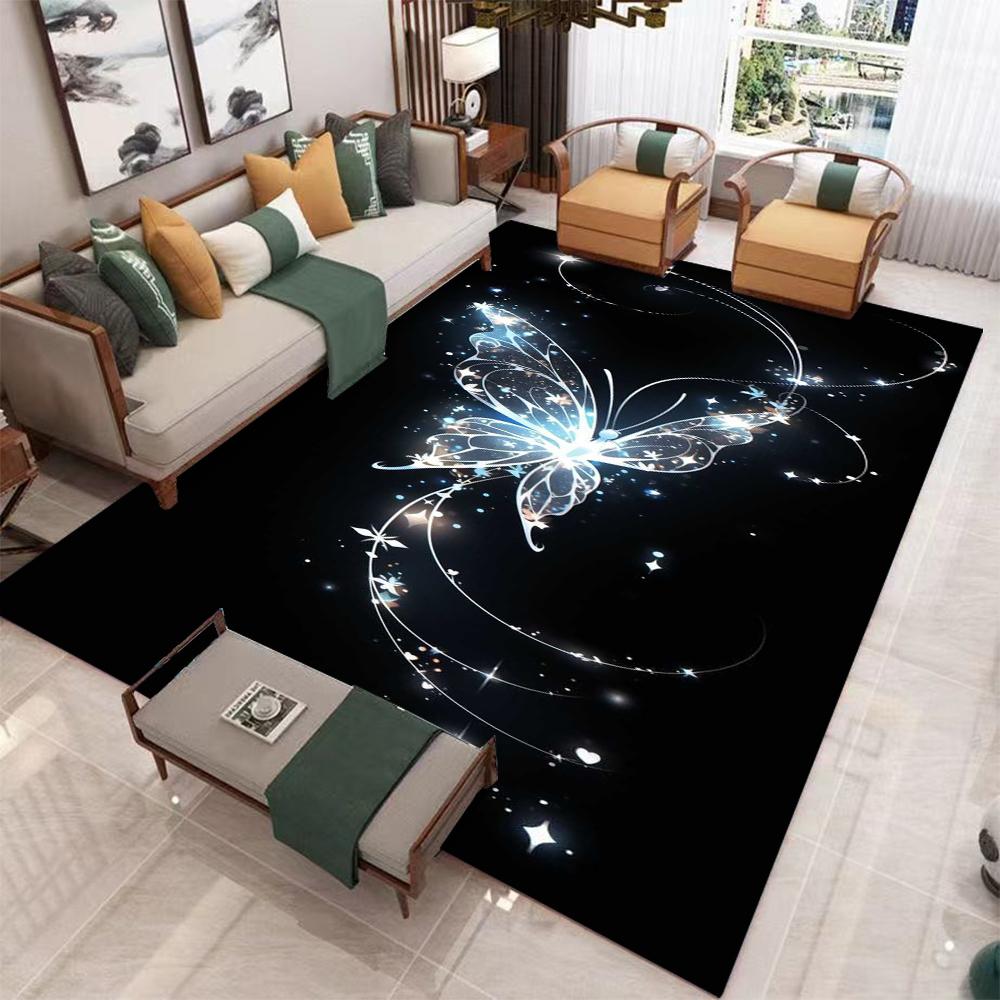 Living Room Carpet Abstract Butterfly Pattern Carpets Machine-washable Floor Mat Anti-slip Soft Study and Bedroom Rug