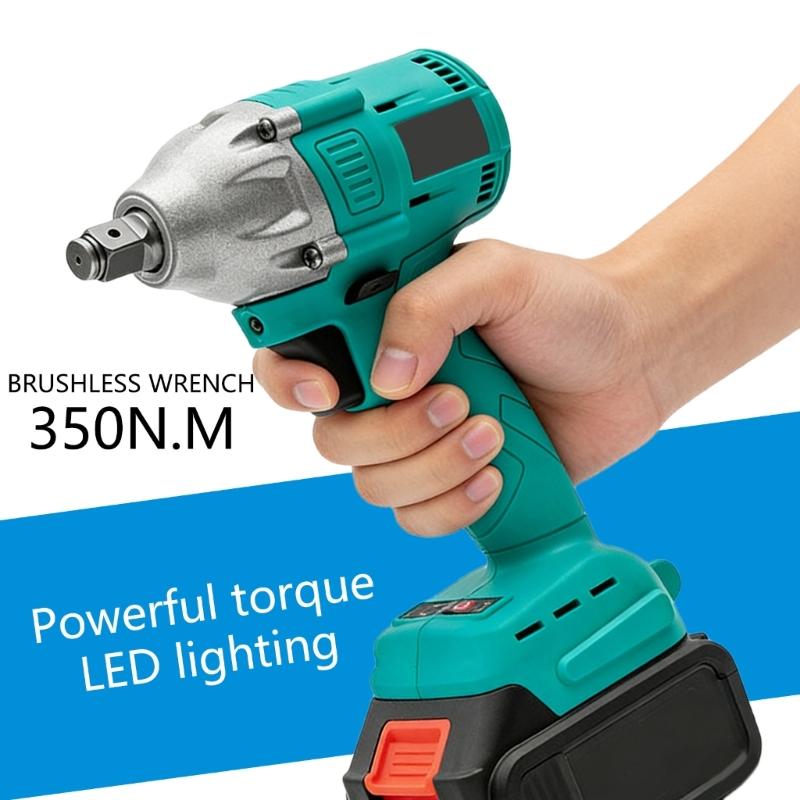 High Torque 350NM Electric Impact Wrench with LED Light for 18V Battery 1/4'' Brushless Electric Screwdriver