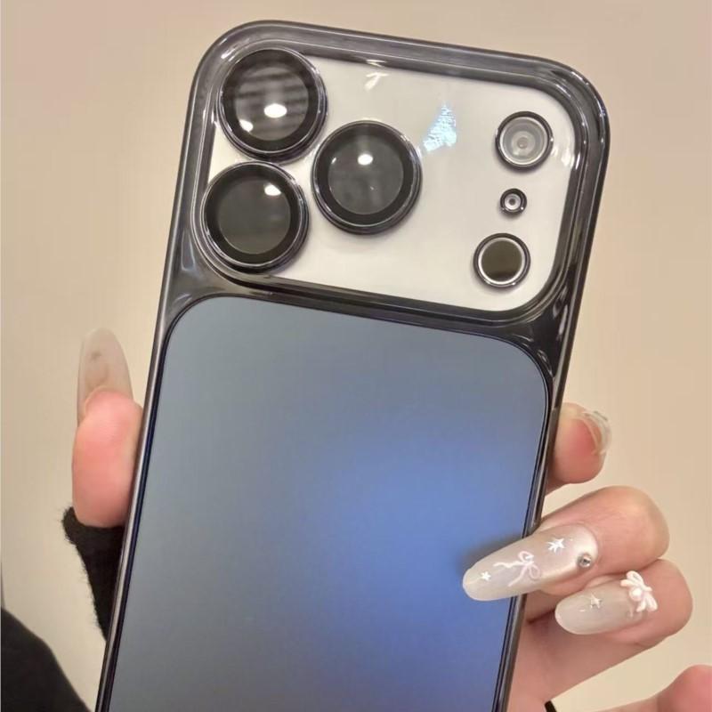 Luxe AG Mat Gehard Glas Camera Beschermhoes voor iPhone 17 16 15 Pro Max Plating Schokbestendige Bumper Harde Achterkant