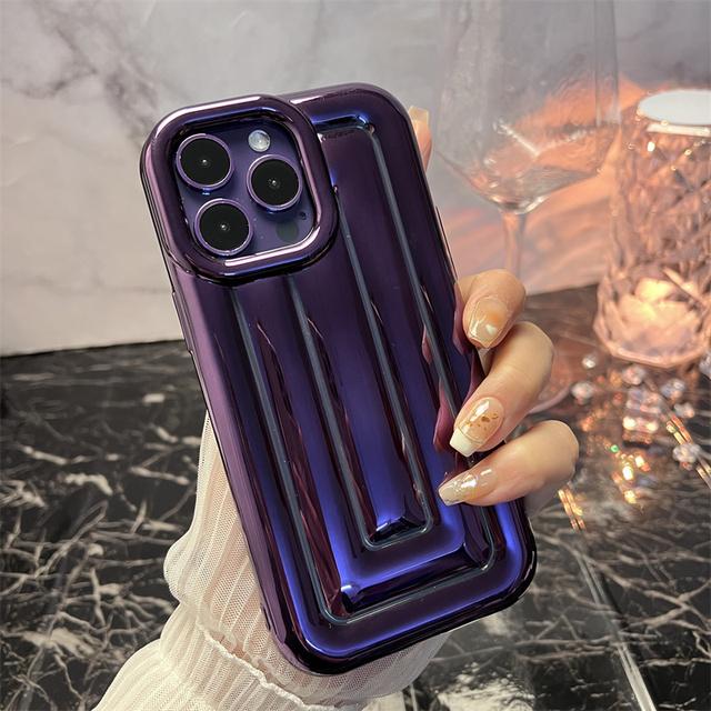Luxury Plating Silver 3d Stripe Lattice Soap Case For Iphone 14 13 12 11 Pro Max 14 Plus Luggage Box Shockproof Soft Cover