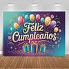 Spanish Happy Birthday Theme Background Supplies Colorful Balloon Birthday Party Decor Backdrop Banner Kid Gift Photo Shoot Prop