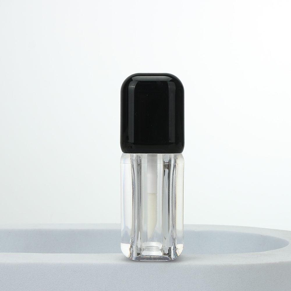 5ml Pink Square Thick Barrel Lip Gloss Tube, Transparent Cosmetic Container with Gold Silver Cap, Empty Refillable Packaging