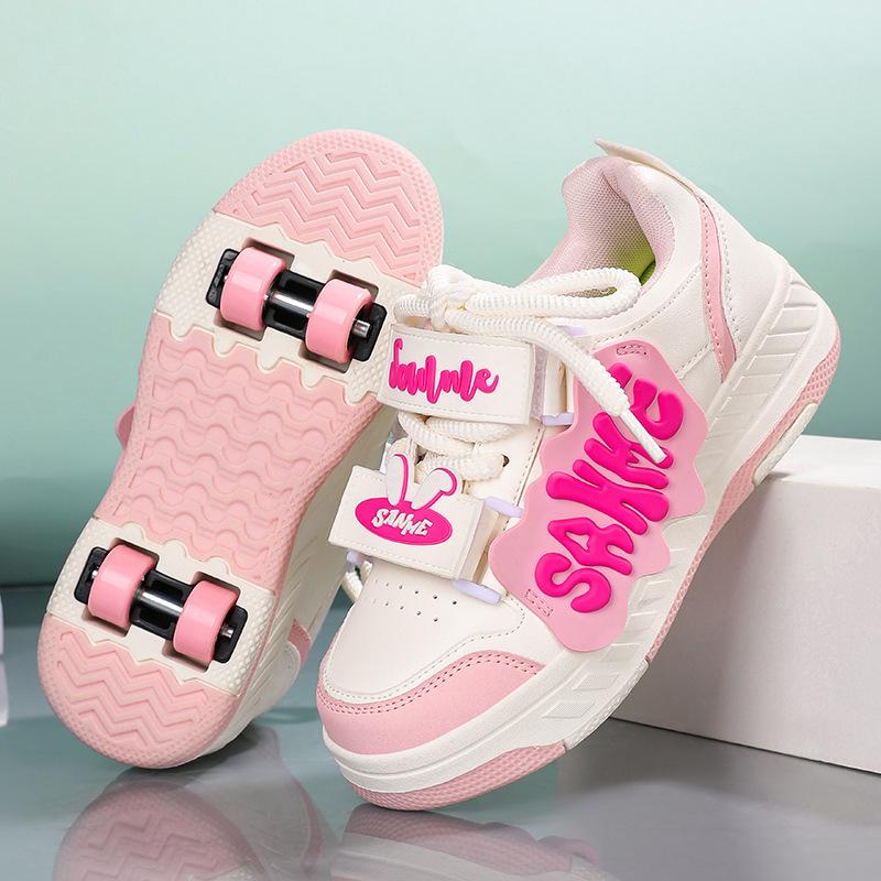 Kids Four Wheel Runaway Shoes Boys Girls Adults Burst Shoes Flying Shoes Shoes Women's School with Wheels