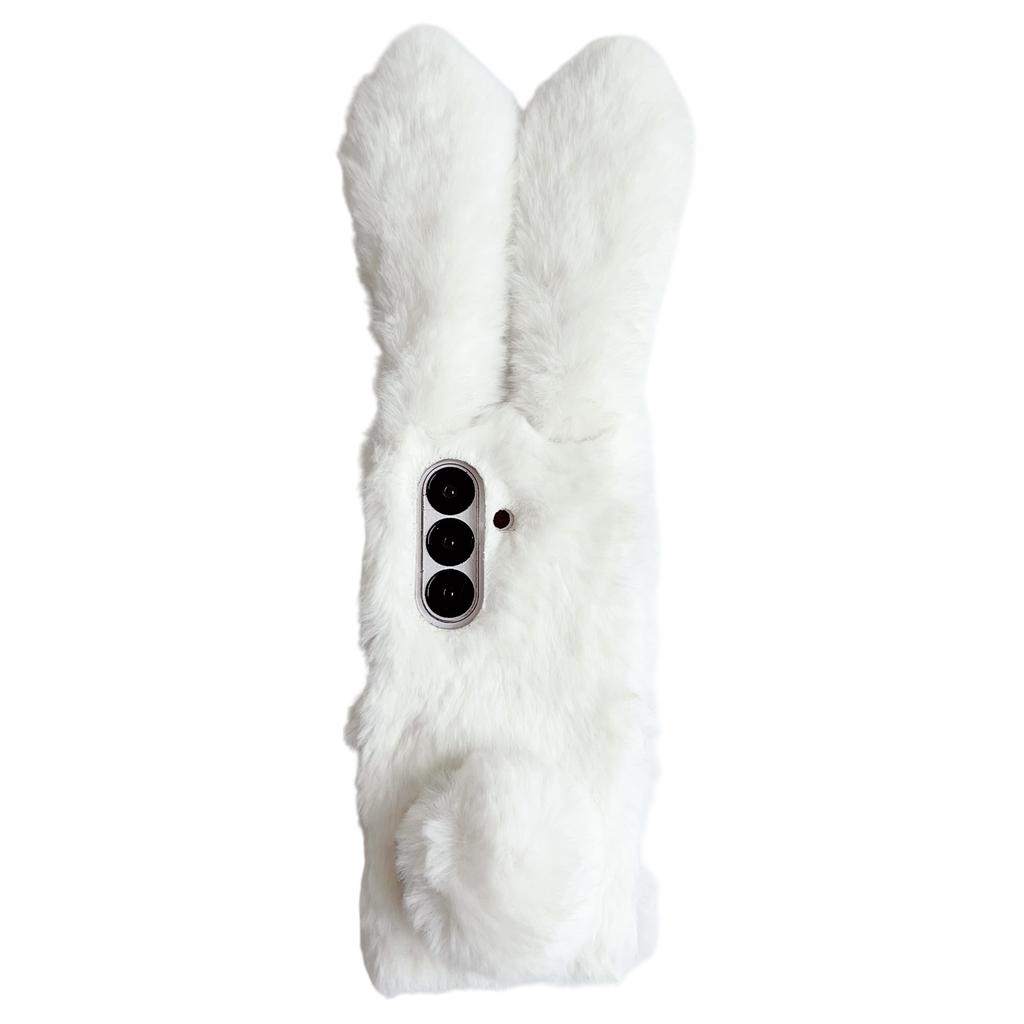 For Samsung Galaxy Z Fold7 5G Case Bunny Ears Winter Plush Hard PC Phone Cover