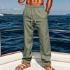 Men's Linen Casual Straight Leg Pants Loose Fit Breathable Summer Beach Trousers for