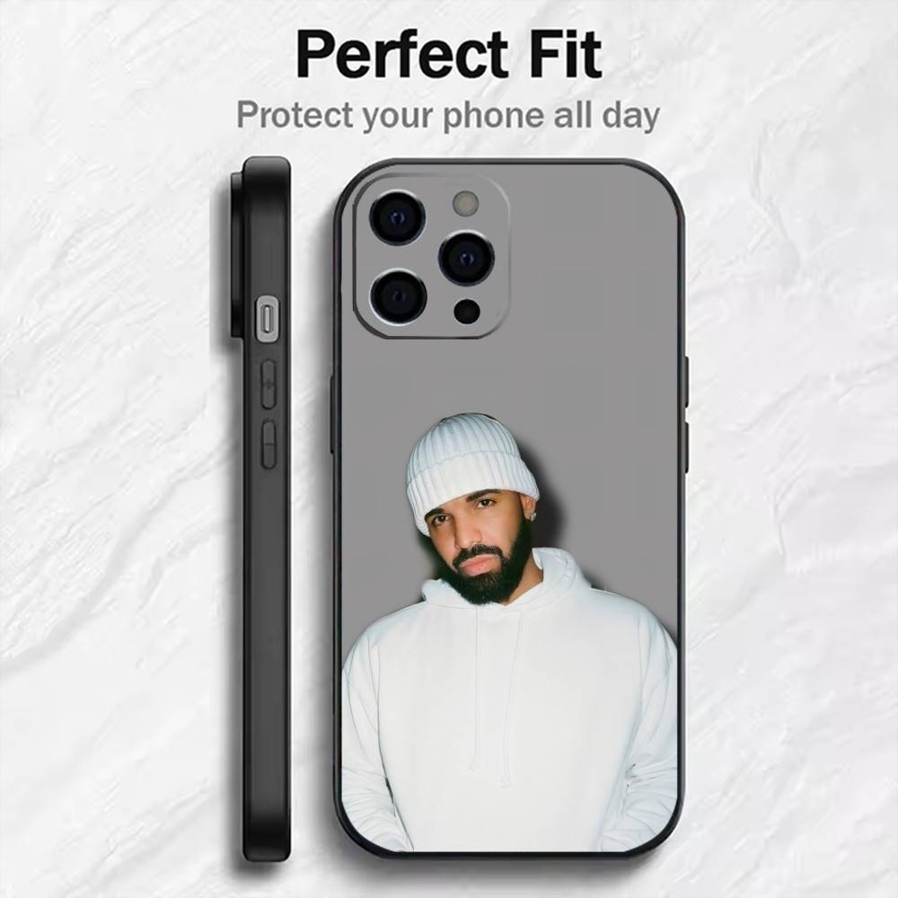 Champagne Papi D-Drake Printed Phone Case For iPhone17,16,15,14,13,12 Plus,Max Soft Silicone Black Cover iPhone14
