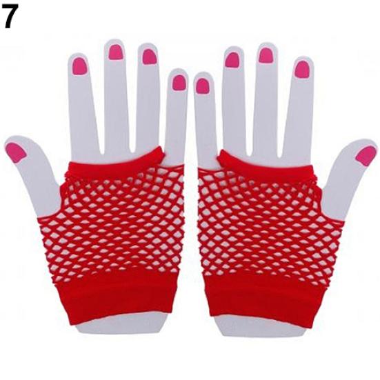 Lady Elastic Dance Costume Dance Party Fingerless Fishnet Mesh Hollow Gloves