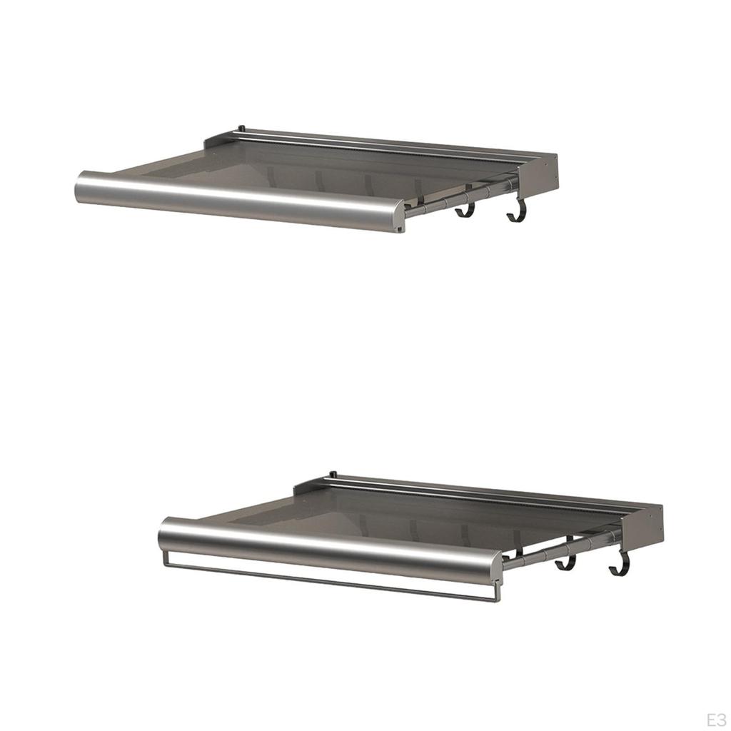 Mounted Drying Rack, Shower Shelves with Hooks, Bath Towel Rack for Home Bathroom,