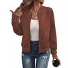 Solid Zipper Jacket Baseball Collar Casual Coat Women's