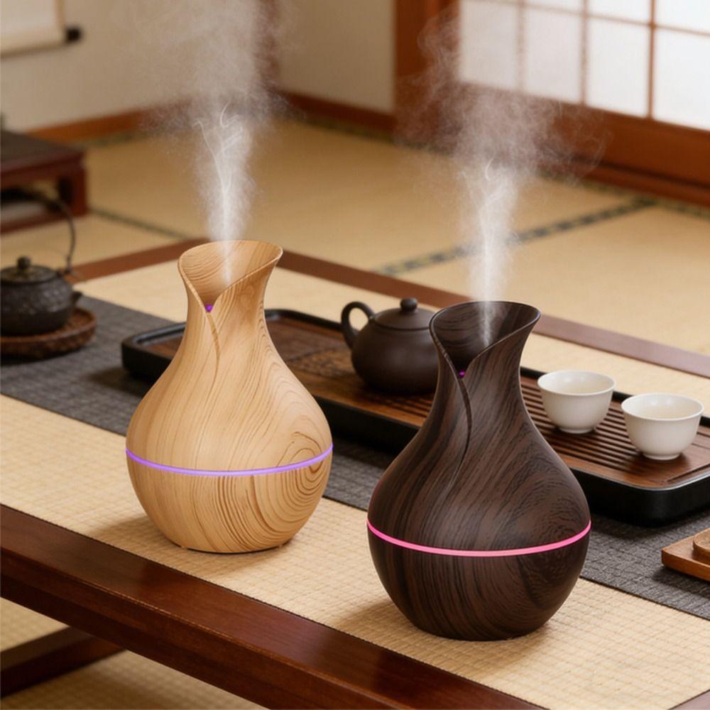 Wood Grain Air Humidifier Ultrasonic Mini Mist Maker Personal Mist Air Purifier  Dorm Room Use