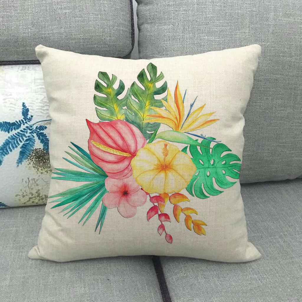 Adorable Flamingo Watercolor Flowers Digital Printing Short Plush Pillow Covers For Car Sofa Office Cushion Cover Home Goods
