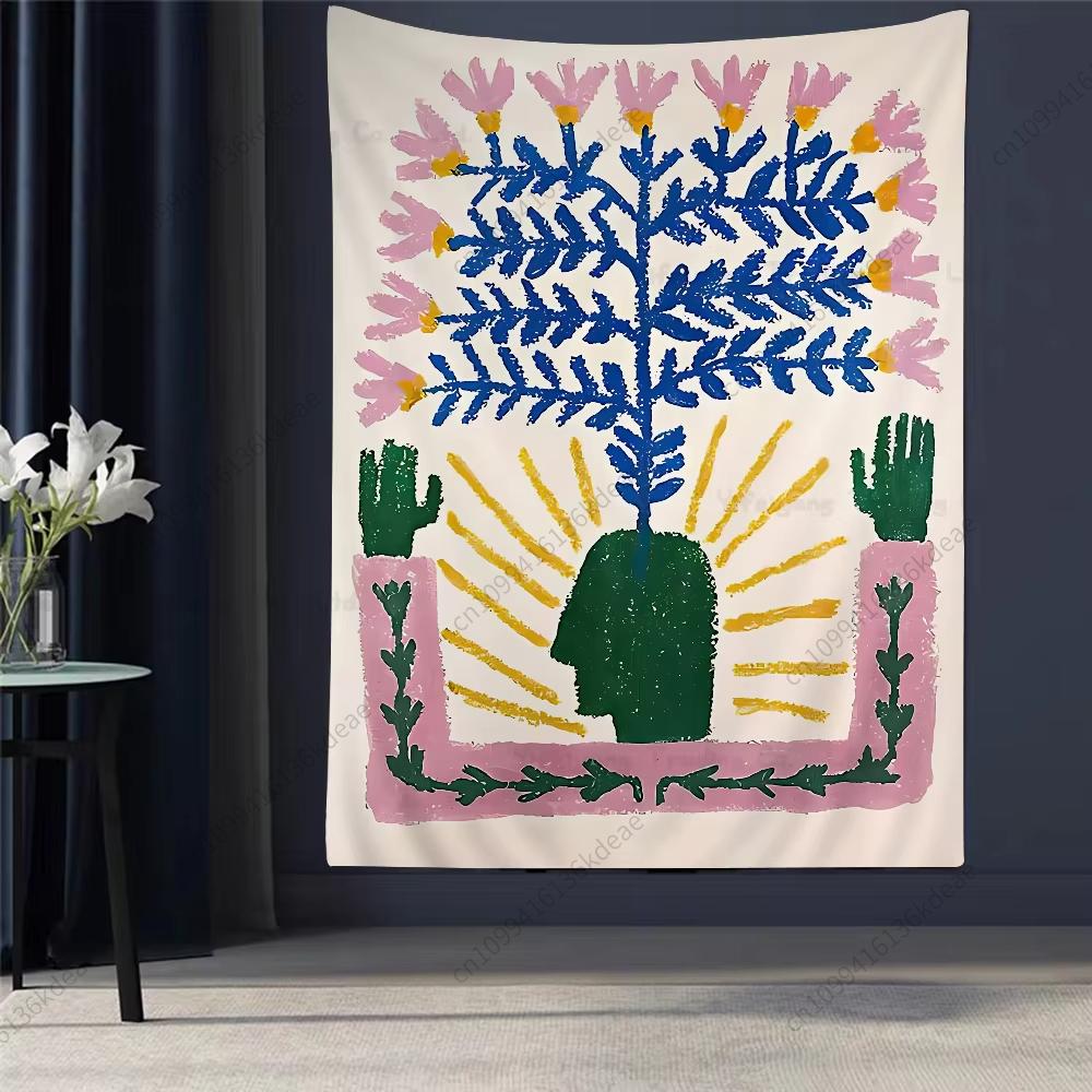 Abstract Nature-Human Wall Tapestry Artistic Fusion Wall Art Modern Mystical Home Decoration Living Room Background Cloth