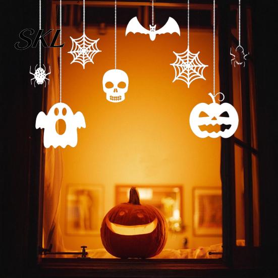 Halloween Window Cling Static Clings, Removable Ghost Pumpkin Bat Spider Web Stickers, No Residue Decor Self-Adhesive Glass Decor, Holiday Decals for