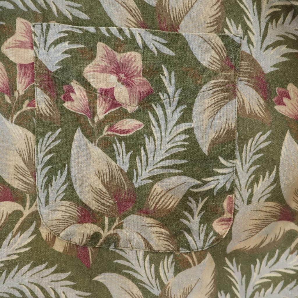 American Eagle Outfitters 90s Linen Blend Old Floral Five-quarter Sleeve Open Collar Shirt Men's Used