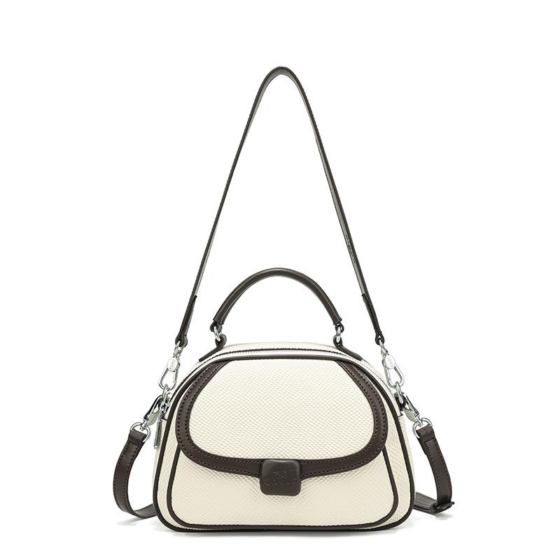 

2025 New Luxury Snake Pattern Fashion Versatile Casual Commuting Large Capacity Handheld Small Round Bag Shoulder Crossbody Bag Snake-patterned off-white