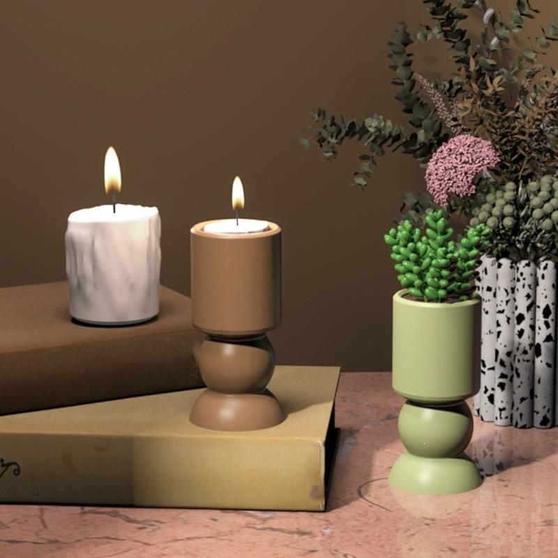 Unique Candle Holder Molds Crafting Molds Round Shape Candle Base Moulds Silicone Texture for Crafting Candlesticks