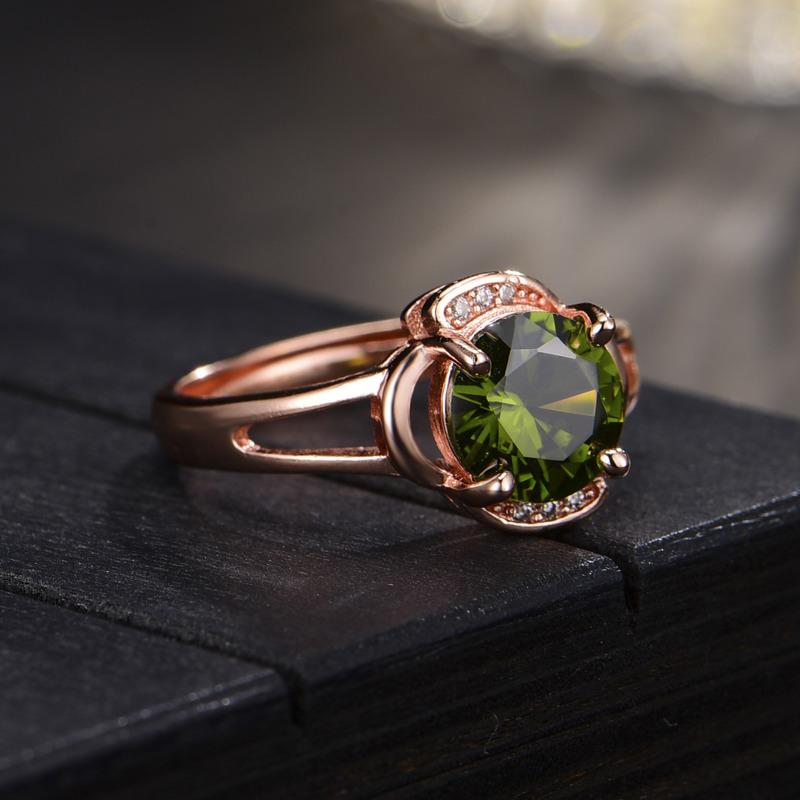 BELLA BOX Bagues vintage rondes vertes pour femmes, bijoux fins et simples en zircon, cadeau de fête des mères