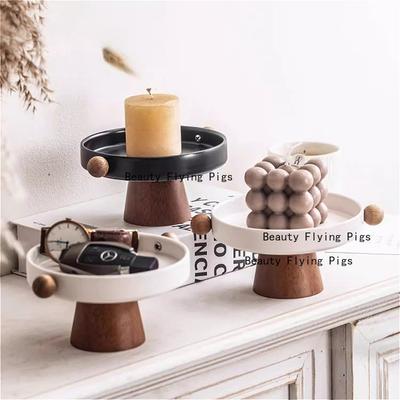 Candle Stand Tall Foot Aromatherapy Candle Stand Entrance Storage Tray Ornaments Home Decoration Desktop Ceramic Storage Tray