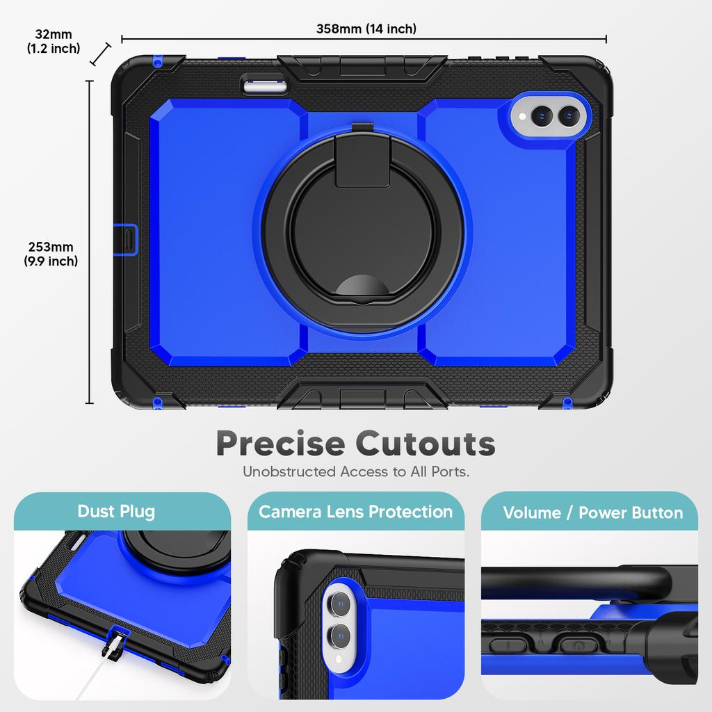 Funda Resistente para Samsung Galaxy Tab S11 Ultra de 14.6 pulgadas SM-X930 SM-X936 14.6" Soporte Giratorio 360° Funda para Tableta con Correas
