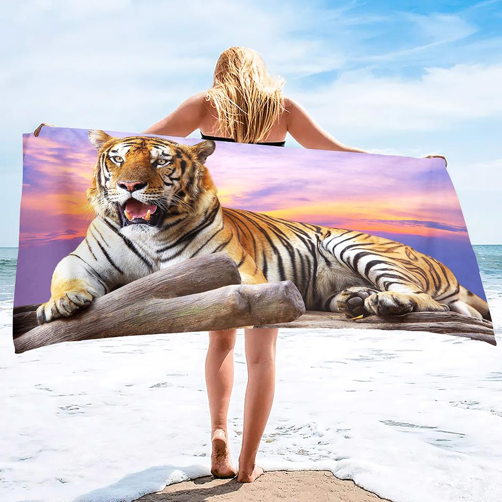 Oversized Beach Towel Pool Towels Microfiber Quick Dry Swim Towel Blanket Large Microfiber Sand Free Beach Towels Tiger Print
