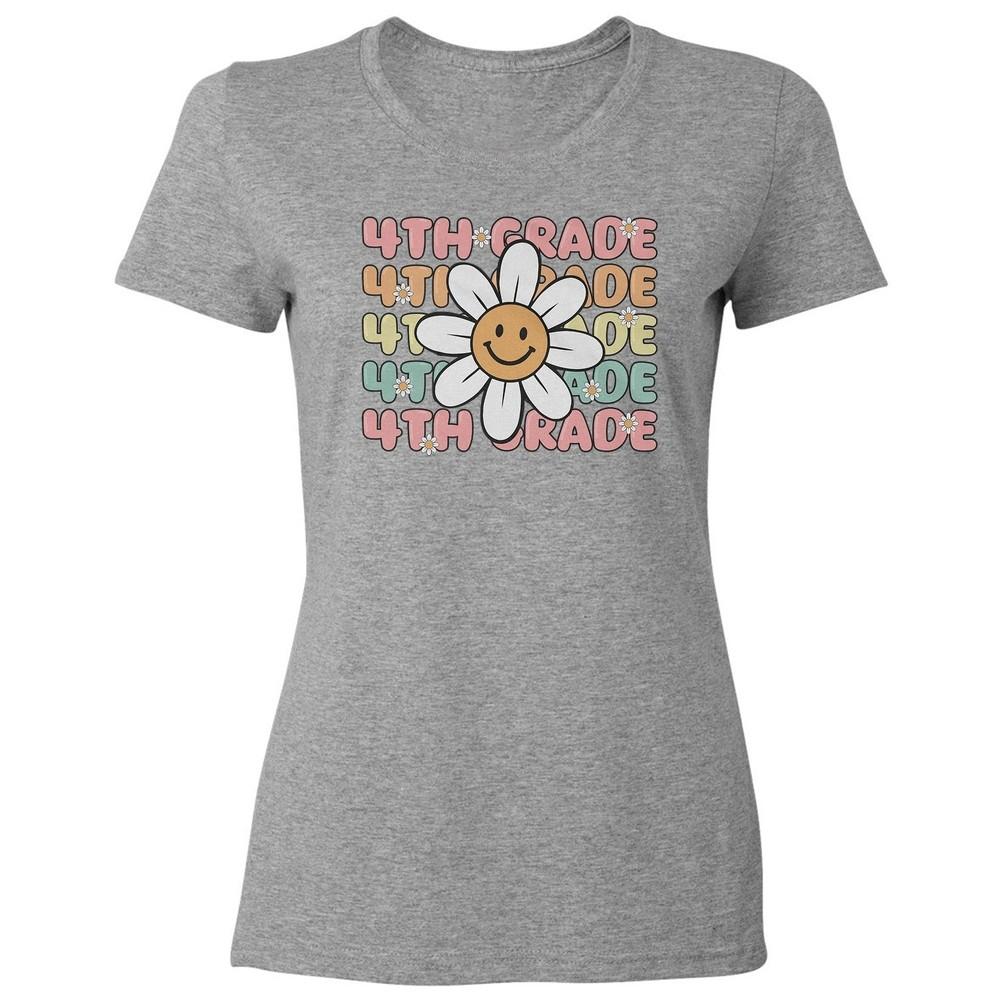 Groovy 4th Grade Flower - Back to School Funny Ladies  Crewneck T-Shirt Unisex T-Shirt L