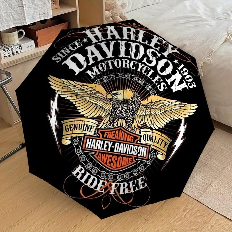 1 Stück Harley Davidson Auto Süßer Regenschirm | Tragbar Faltbar 8-Rippen Manuell Öffnend, Süßes Halloween- & Weihnachtsgeschenk für Draußen, Lässiges Accessoire, Langlebig C