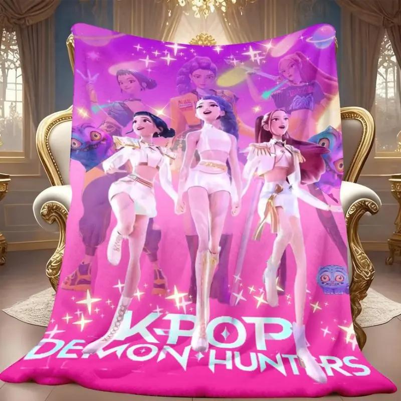 Flannel Blanket 2025 New KPOP Domen Hunters Rumi Mira Zoey Saja Boys Print Soft Blanket for Fans Kids Adults for Christmas Gift
