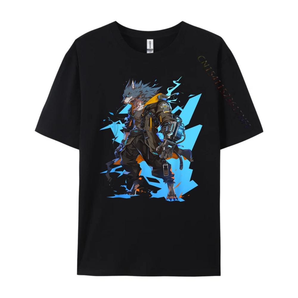 Cyberpunk Wolf Future Legend Harajuku Tee Shirt Men Tee Shirt Cute Oversized T Shirt Sale
