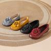 Genuine Leather Flat Slip-on Shoes Ethnic Style Flower Round Toe Soft Soled Women's Shoes