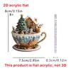 Christmas Decor Coffee Cup Ornaments 2D Acrylic flat Christmas Snow Houses Chocolate Mug Pendant  Christmas tree pendant