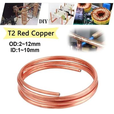 1 Peça Cobre Puro 99,9% Cobre T2 Diâmetro Externo 2-12mm Diâmetro Interno 1-10mm Tubo de Fio Ar Condicionado Refrigeração