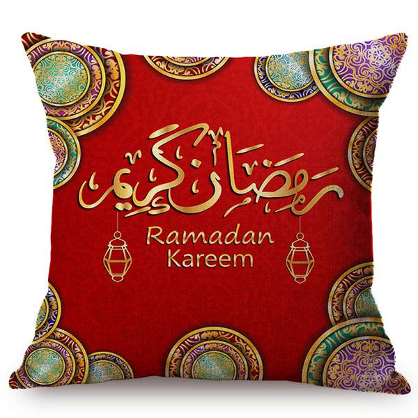 Muslim Ramadan Kareem Sacred Worship Sofa Decoration Pillow Case Islamic Eid Mubarak Mandala Pattern Cotton Linen Cushion Cover