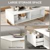Elegant Marble Effect Storage Coffee Table - White