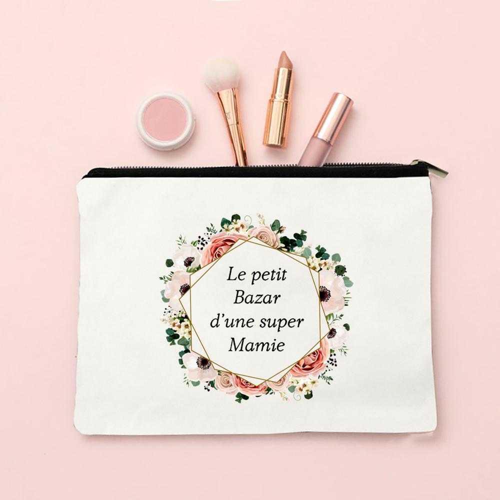 Super Mamie French Printed Makeup Bags Women Cosmetic Case Travel Toiletries Organizer Female Wash Storage Pouches Grandma Gifts