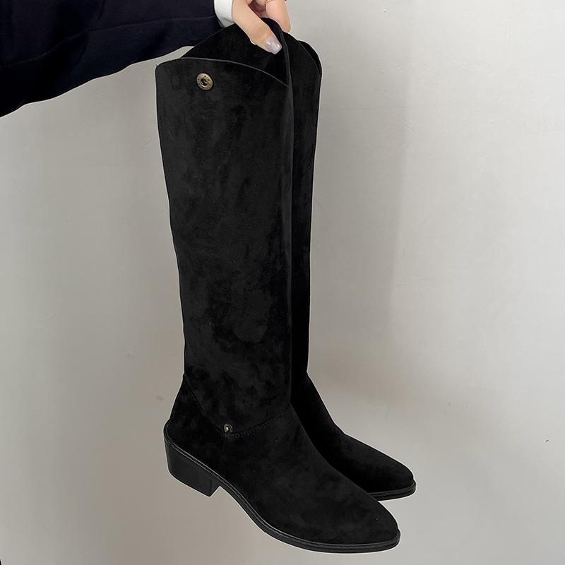 Fashion Vintage Design Women Knight Boots Fashion Pointed Toe Long Booties 2025 Autumn Winter Shoes Zapatos De Mujes