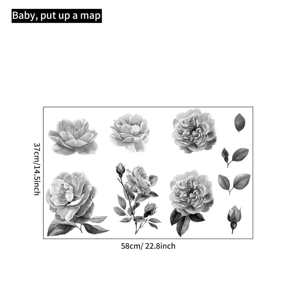 DIY Šedé Květinové Samolepky na Zeď pro Obývací Pokoj Ložnici Domácí Dekorace Olupovací a Nalepovací Tapeta Nálepky na Skříň